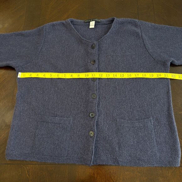 Peruvian Connection 100% Alpaca Knit Cardigan Sweater Button Front Blue Sz L - Picture 7 of 7